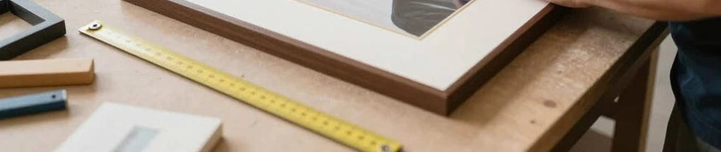 Person working on a framing photo process